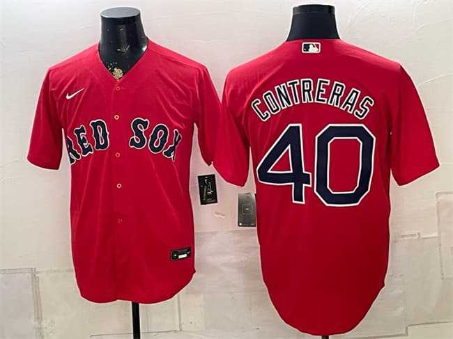 Mens Boston Red Sox #40 Willson Contreras Red Cool Base Stitched Jersey->boston red sox->MLB Jersey