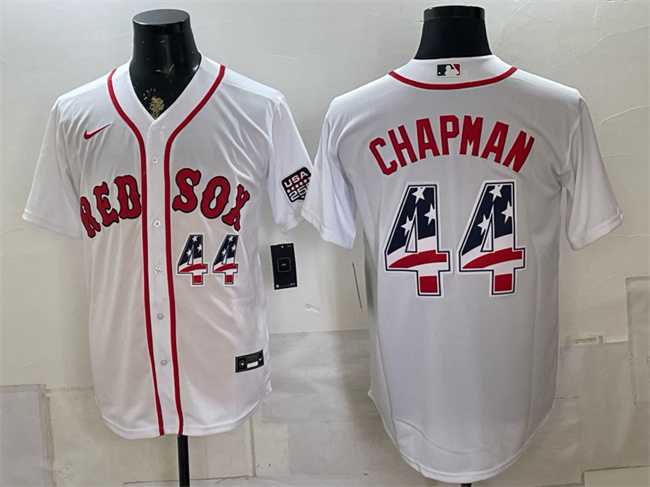 Mens Boston Red Sox #44 Aroldis Chapman White 2026 USA 250 Fourth of July Home Stitched Jersey Dzhi->boston red sox->MLB Jersey
