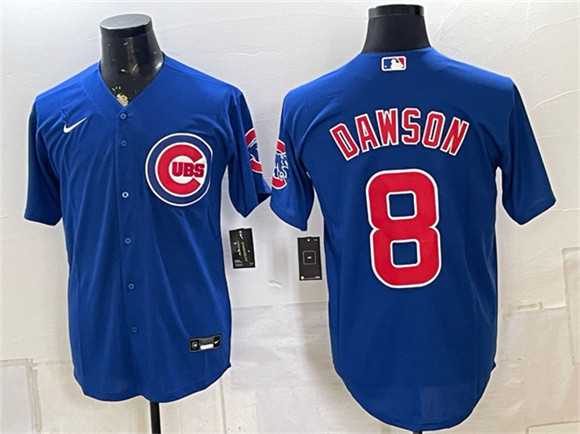 Mens Chicago Cubs #8 Andre Dawson Royal Stitched Jersey