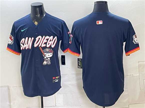 Mens San Diego Padres X Hello Kitty Blank Obsidian 2026 City Connect Stadium Stitched Jersey->san diego padres->MLB Jersey