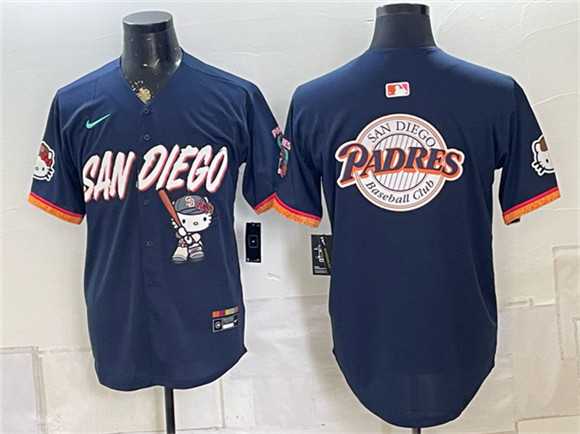 Mens San Diego Padres X Hello Kitty Team Big Logo Obsidian 2026 City Connect Stadium Stitched Baseball Jersey->san diego padres->MLB Jersey