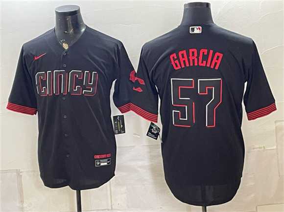Mens Cincinnati Reds #57 Julian Garcia Black City Connect Cool Base Stitched Jersey Dzhi