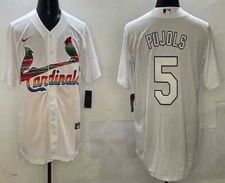 Mens St Louis Cardinals #5 Albert Pujols White Mexico Cool Base Stitched Jersey->st.louis cardinals->MLB Jersey