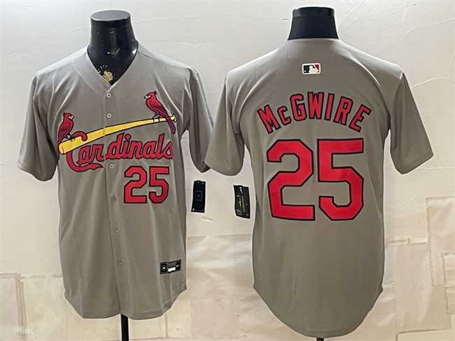 Mens St. Louis Cardinals #25 Mark McGwire Gray Alternate Limited Stitched Jersey->st.louis cardinals->MLB Jersey