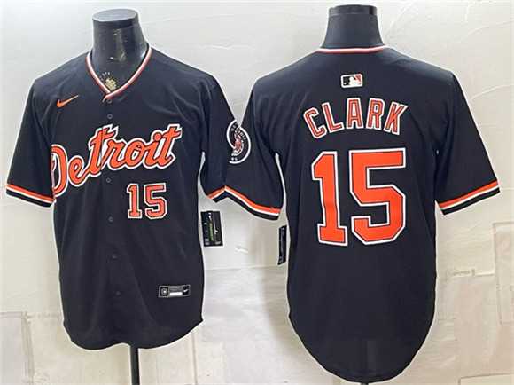 Mens Detroit Tigers #15 Max Clark Black Alternate 2026 Cool Base Stitched Jersey