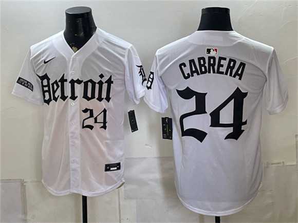 Mens Detroit Tigers #24 Miguel Cabrera 2026 White Motor Gothic Edition Vapor Premier Limited Stitched Jersey Dzhi