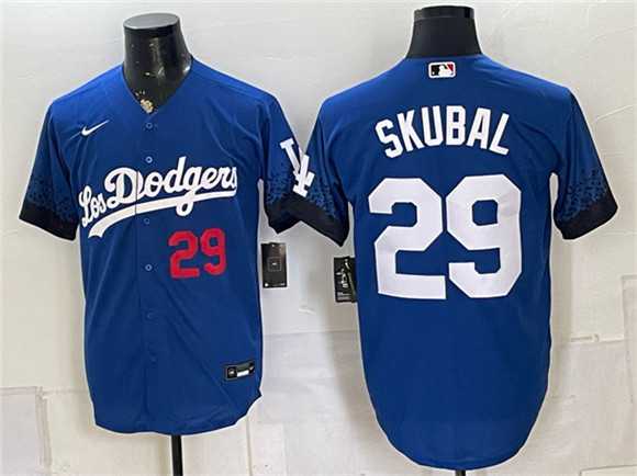 Mens Los Angeles Dodgers #29 Tarik Skubal Royal City Connect Stitched Jersey