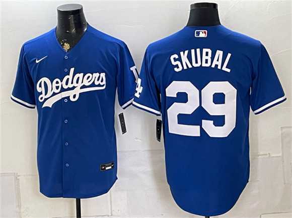 Mens Los Angeles Dodgers #29 Tarik Skubal Royal Cool Base Stitched Jersey