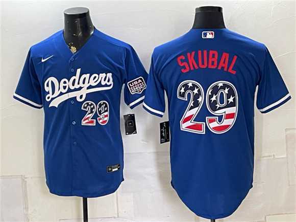 Mens Los Angeles Dodgers #29 Tarik Skubal Royal USA 250 Fourth of July Home Stitched Jersey Dzhi