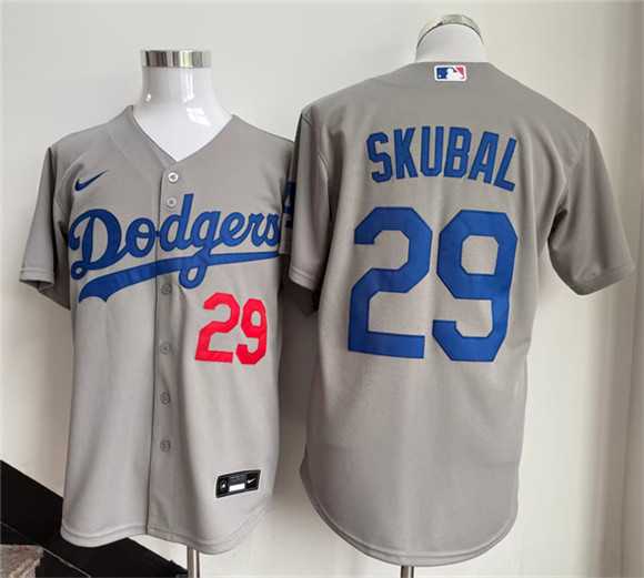 Mens Los Angeles Dodgers #29 Tarik Skubal Gray 2026 Cool Base Stitched Jersey
