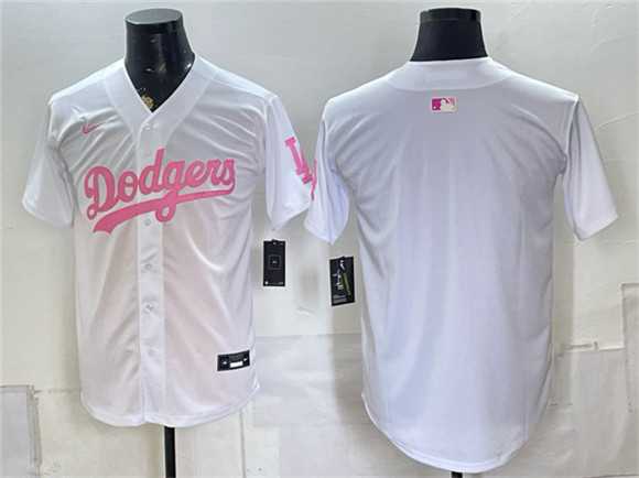 Mens Los Angeles Dodgers Blank White Pink Vapor Limited Stitched Jersey