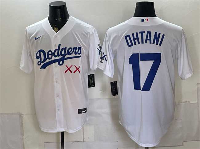 Mens Los Angeles Dodgers x KAWS #17 Shohei Ohtani White Vapor Premier Limited Stitched Jersey->los angeles dodgers->MLB Jersey