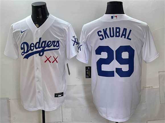 Mens Los Angeles Dodgers x KAWS #29 Tarik Skubal White Vapor Premier Limited Stitched Jersey->los angeles dodgers->MLB Jersey