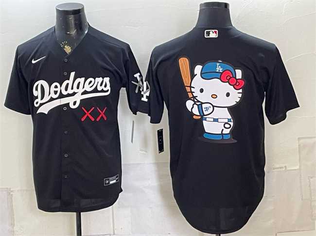 Mens Los Angeles Dodgers x KAWS Team Big Logo Black Vapor Premier Limited Stitched Jersey Dzhi->los angeles dodgers->MLB Jersey