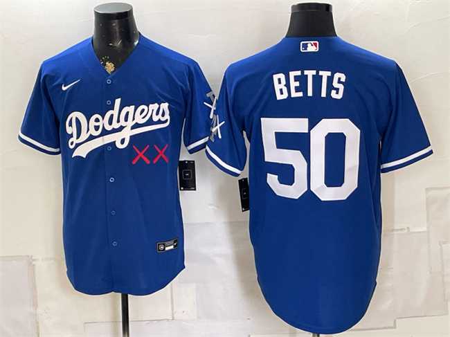 Mens Los Angeles Dodgers x KAWS #50 Mookie Betts Royal Vapor Premier Limited Stitched Jersey->los angeles dodgers->MLB Jersey