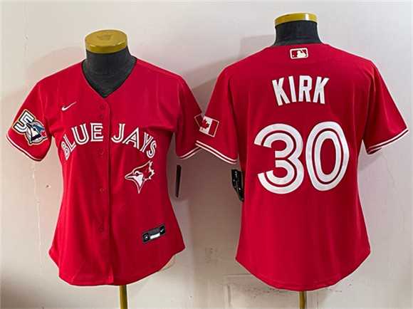 Youth Toronto Blue Jays #30 Alejandro Kirk Red 50 Seasons Patch Stitched Jersey