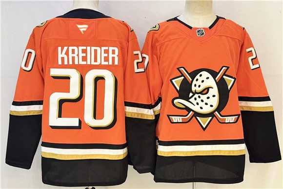 Mens Anaheim Ducks #20 Chris Kreider Orange 2026 Home Stitched Hockey Jersey