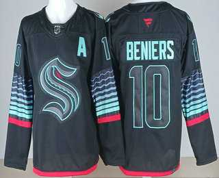 Mens Seattle Kraken #10 Matty Beniers Black Alternate Stitched Jersey
