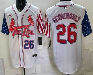 Mens St Louis Cardinals #26 JJ Wetherholt 2026 White Independence Day Vapor Premier Limited Stitched Jersey Dzhi
