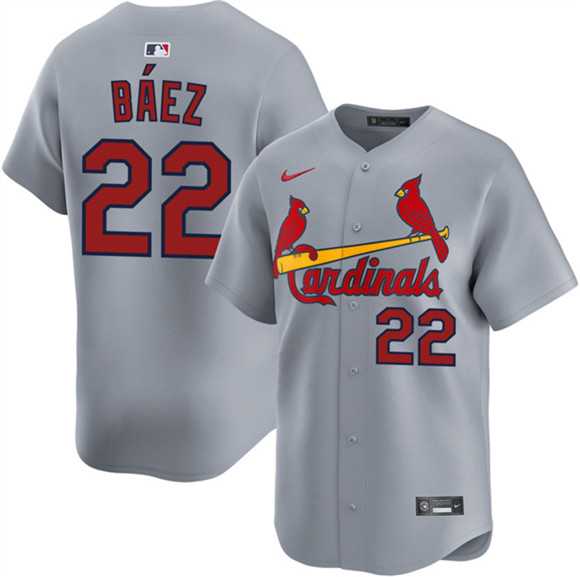 Mens St. Louis Cardinals #22 Joshua Baez Gray 2024 Away Limited Stitched Jersey Dzhi->->MLB Jersey