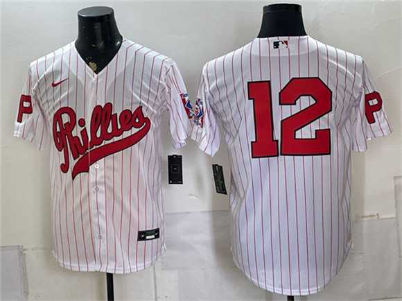 Mens Philadelphia Phillies #12 Kyle Schwarber White 2026 Field of Dreams Stadium Stitched Jersey