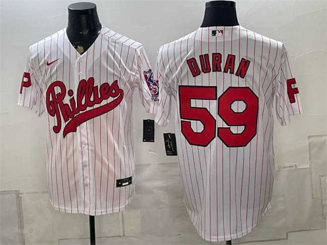 Mens Philadelphia Phillies #59 Jhoan Duran White 2026 Field of Dreams Stadium Stitched Jersey
