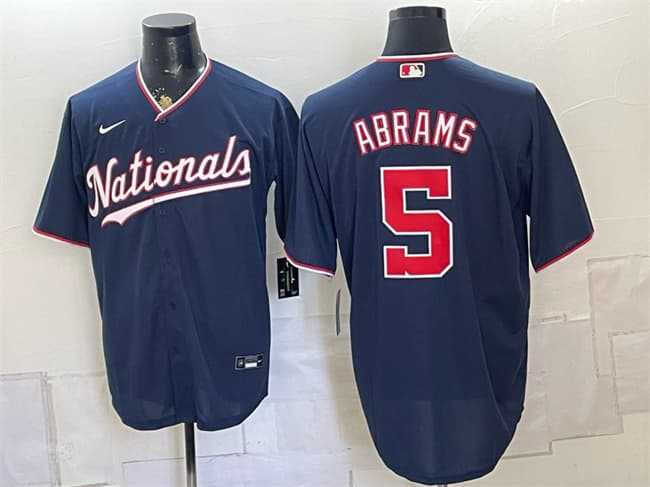 Mens Washington Nationals #5 CJ Abrams Navy Stitched Jersey->washington nationals->MLB Jersey