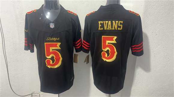 Mens San Francisco 49ers #5 Mike Evans Black Gold 2026 F.U.S.E. Rivalries Vapor Limited Stitched Jersey
