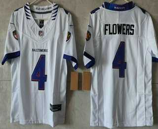 Womens Baltimore Ravens #4 Zay Flowers Limited White Vapor FUSE Jersey