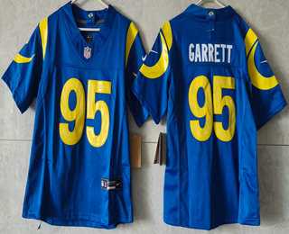 Womens Los Angeles Rams #95 Myles Garrett Limited Blue FUSE Vapor Jersey