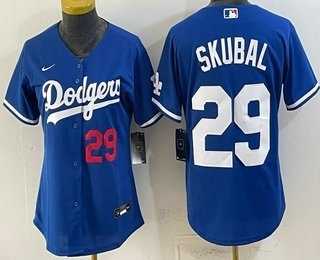 Womens Los Angeles Dodgers #29 Tarik Skubal Blue Cool Base Stitched Jersey->->MLB Jersey