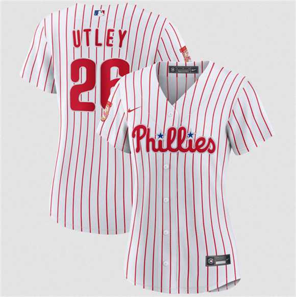 Womens Philadelphia Phillies #26 Chase Utley White 2026 Cool Base Stitched Jersey(Run Small) Dzhi->->MLB Jersey