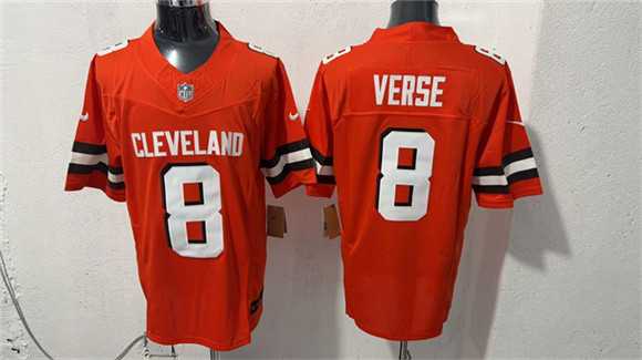 Mens Cleveland Browns #8 Jared Verse Orange Vapor Limited Stitched Jersey