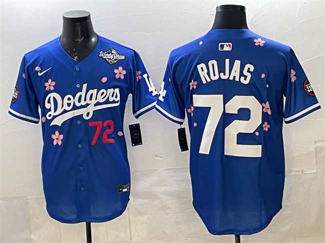 Mens Los Angeles Dodgers #72 Miguel Rojas Royal 2025 World Series Patch Tokyo Series Limited Stitched Jersey