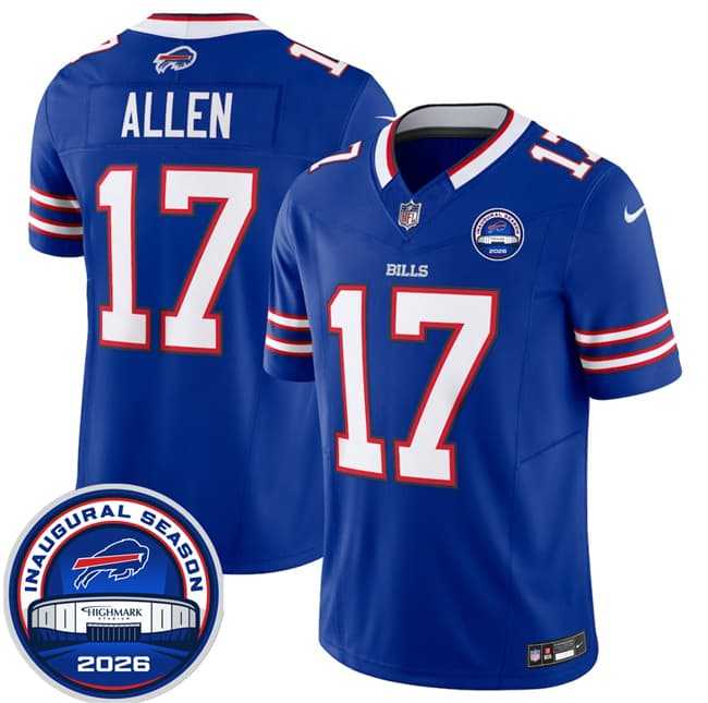 Mens Buffalo Bills #17 Josh Allen Blue F.U.S.E. 2026 Inaugural Season at Highmark Stadium Stitched Jersey Dzhi