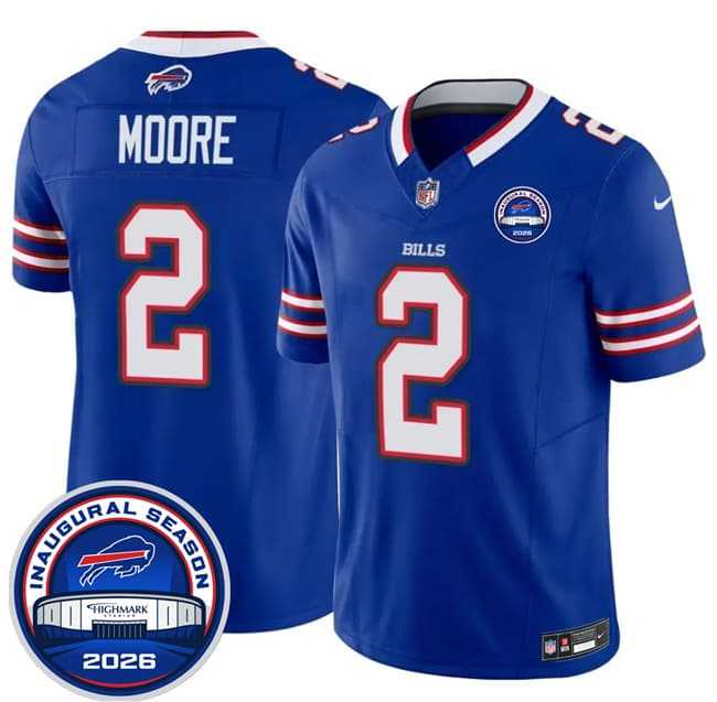 Mens Buffalo Bills #2 D.J. Moore Blue F.U.S.E. 2026 Inaugural Season at Highmark Stadium Stitched Jersey Dzhi