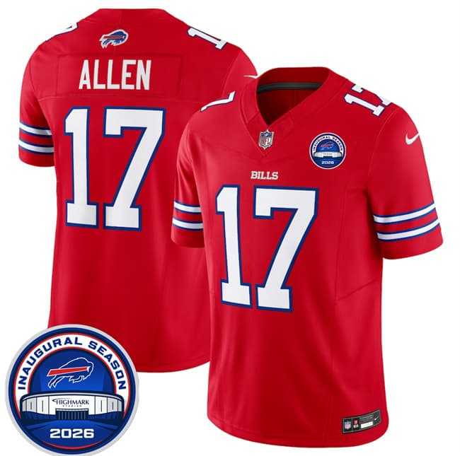 Mens Buffalo Bills #17 Josh Allen Red F.U.S.E. 2026 Inaugural Season at Highmark Stadium Stitched Jersey Dzhi