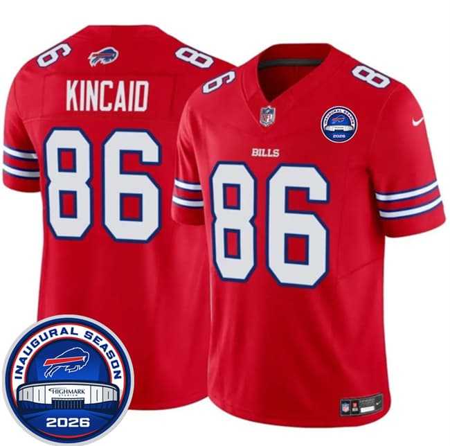 Mens Buffalo Bills #86 Dalton Kincaid Red F.U.S.E. 2026 Inaugural Season at Highmark Stadium Stitched Jersey Dzhi