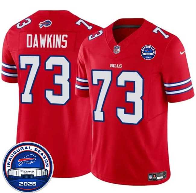 Mens Buffalo Bills #73 Dion Dawkins Red F.U.S.E. 2026 Inaugural Season at Highmark Stadium Stitched Jersey Dzhi