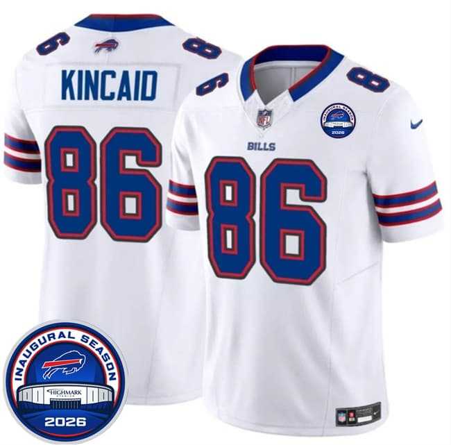 Mens Buffalo Bills #86 Dalton Kincaid White F.U.S.E. 2026 Inaugural Season at Highmark Stadium Stitched Jersey Dzhi