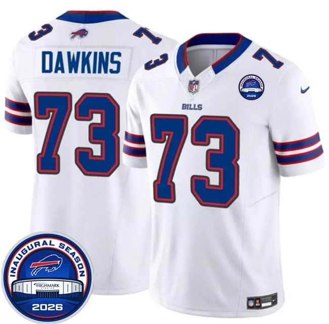Mens Buffalo Bills #73 Dion Dawkins White F.U.S.E. 2026 Inaugural Season at Highmark Stadium Stitched Jersey Dzhi