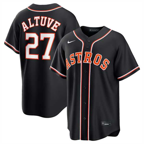 Mens Houston Astros #27 Jose Altuve 2026 Black Out Stitched Jersey Dzhi