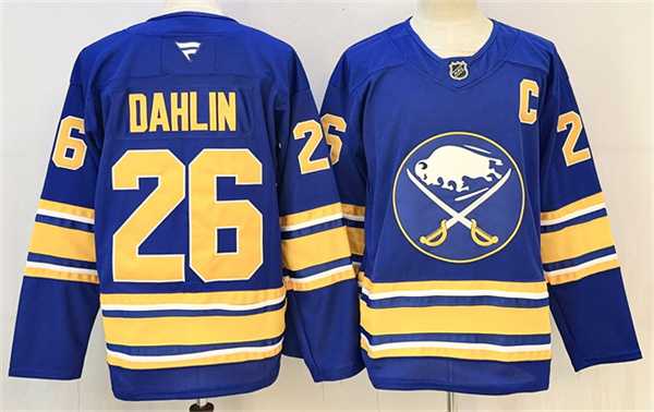 Mens Buffalo Sabres #26 Rasmus Dahlin Blue 2024-25 With C Patch Stitched Jersey