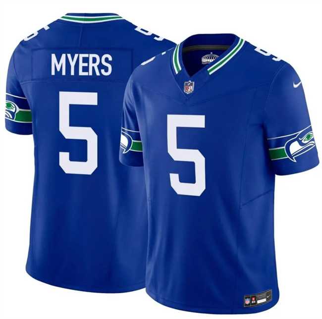 Mens Seattle Seahawks #5 Jason Myers Royal 2025 F.U.S.E Throwback Vapor Limited Stitched Jersey Dzhi
