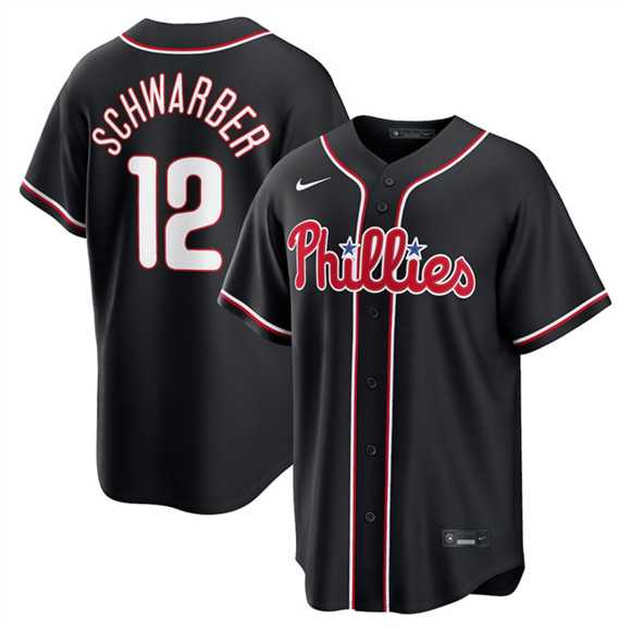 Mens Philadelphia Phillies #12 Kyle Schwarber Fashion Black Out Stitched Jersey Dzhi->philadelphia phillies->MLB Jersey