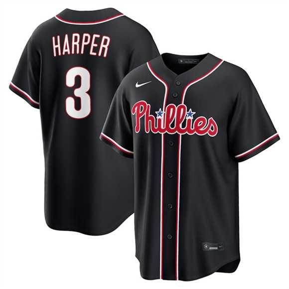 Mens Philadelphia Phillies #3 Bryce Harper Fashion Black Out Stitched Jersey Dzhi->philadelphia phillies->MLB Jersey
