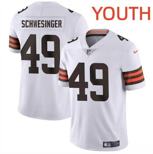 Youth Cleveland Browns #49 Carson Schwesinger White Vapor Untouchable Limited Stitched Jersey Dzhi