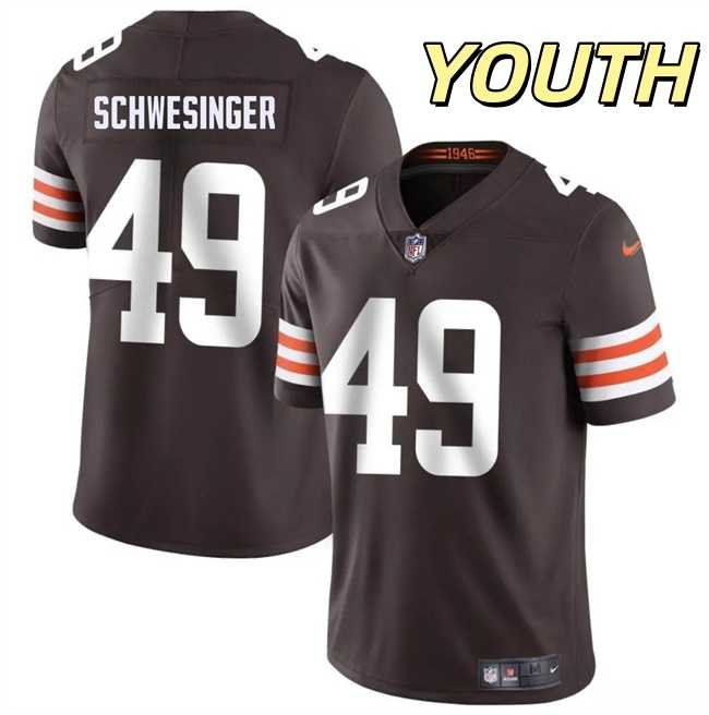 Youth Cleveland Browns #49 Carson Schwesinger Brown Vapor Untouchable Limited Stitched Jersey Dzhi