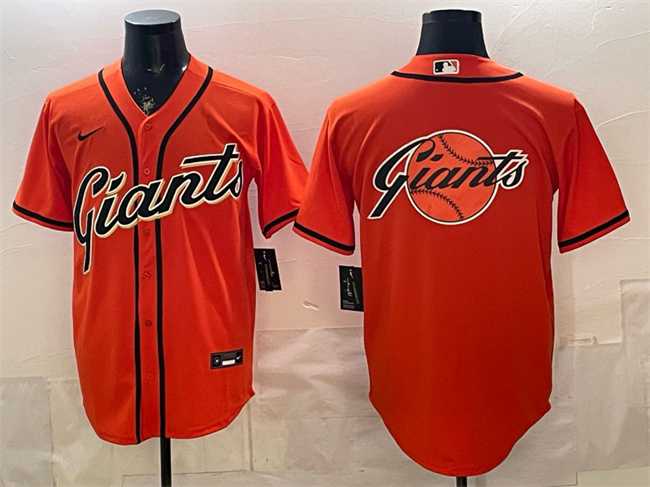 Mens San Francisco Giants Team Big Logo Orange Cool Base Stitched Jersey Dzhi