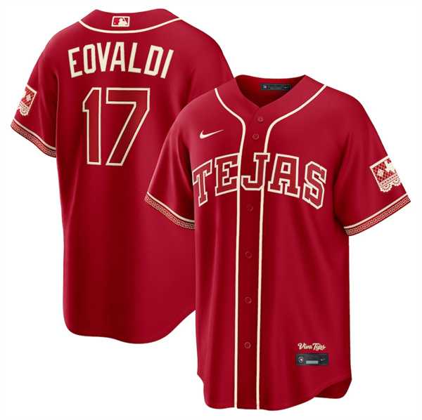 Mens Texas Rangers #17 Nathan Eovaldi Red 2026 City Connect Stadium Stitched Jersey Dzhi